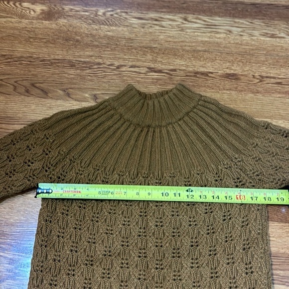 Madewell Pointelle Stitch-Mix Mockneck Sweater Dried Cedar Brown Chunky Knit - Picture 8 of 9